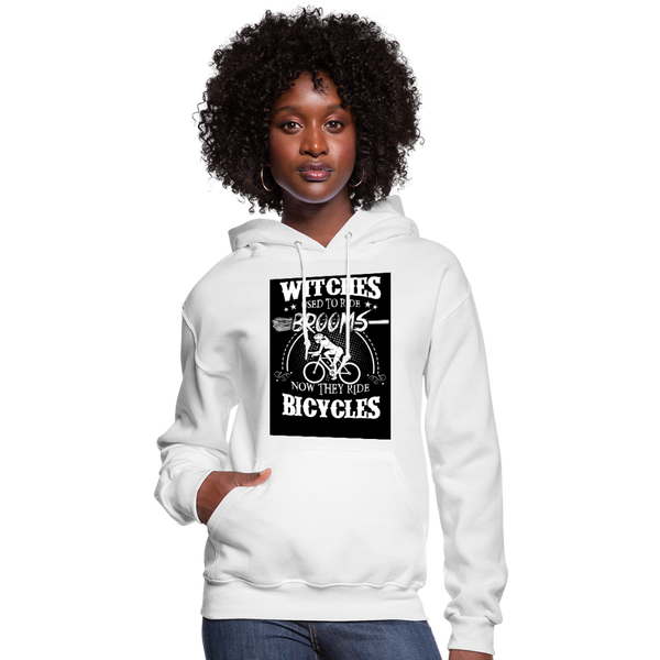 Witches Used To Ride Brooms Now They Ride Bicycles Women's Hoodie - white