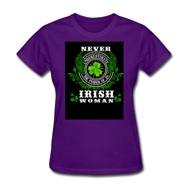 Never Underestimate The Power of An Irish Woman Women's T-Shirt - purple