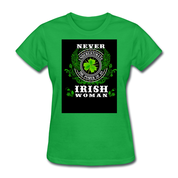 Never Underestimate The Power of An Irish Woman Women's T-Shirt - bright green