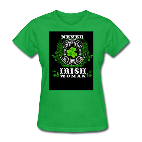 Never Underestimate The Power of An Irish Woman Women's T-Shirt - bright green