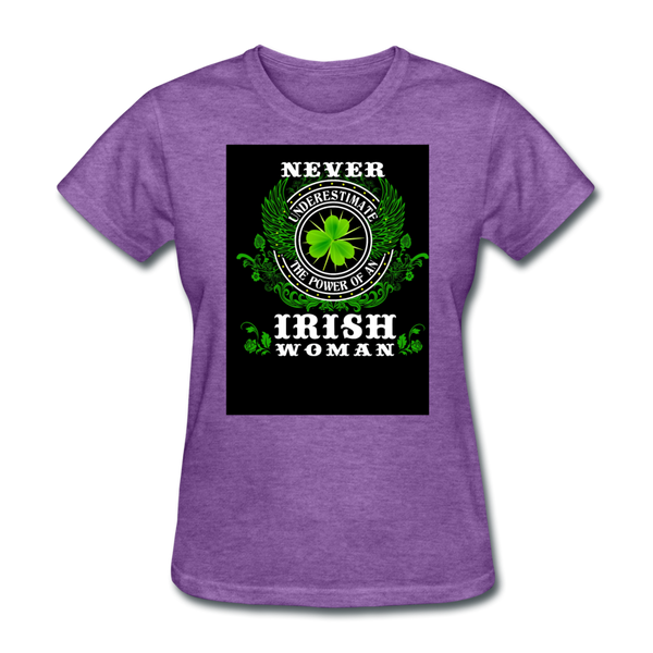 Never Underestimate The Power of An Irish Woman Women's T-Shirt - purple heather