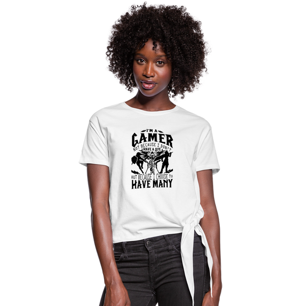 I'm A Gamer Women's Knotted T-Shirt - white