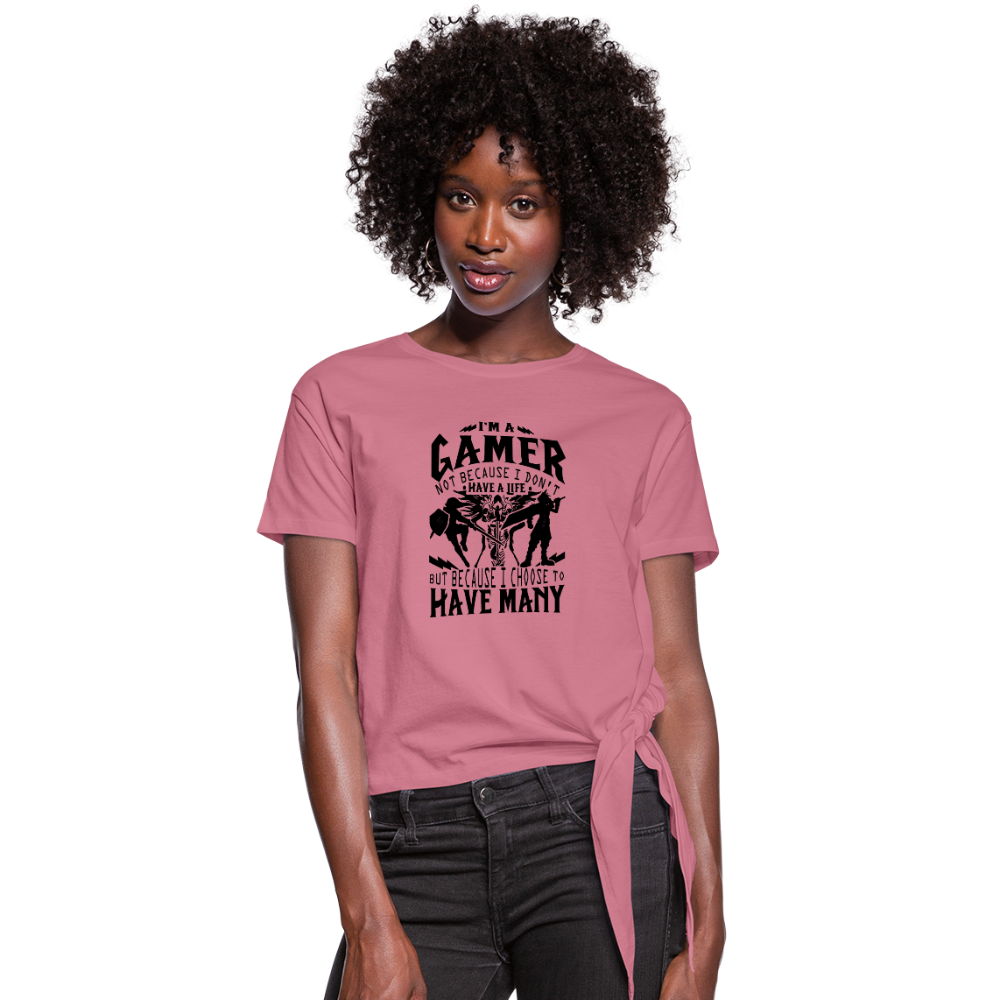 I'm A Gamer Women's Knotted T-Shirt - mauve