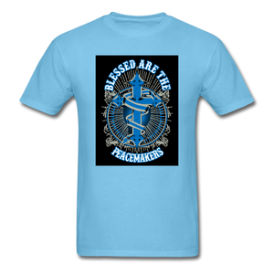 Blessed Are The Peacemakers Men's T-Shirt - aquatic blue