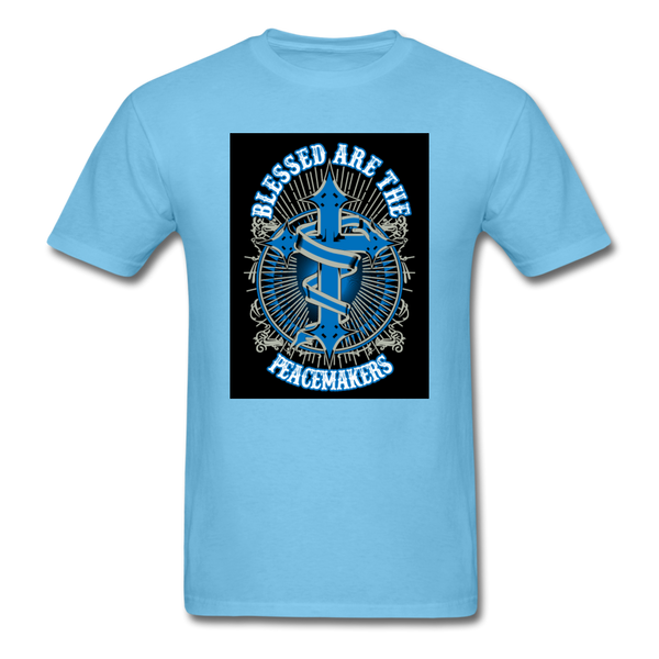 Blessed Are The Peacemakers Men's T-Shirt - aquatic blue