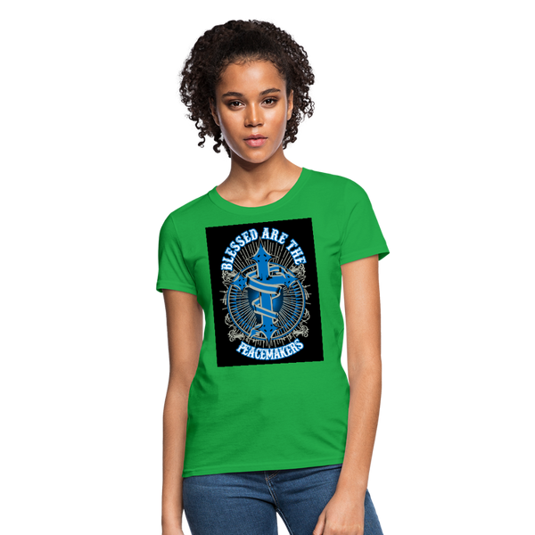 Blessed Are The Peacemakers Women's T-Shirt - bright green