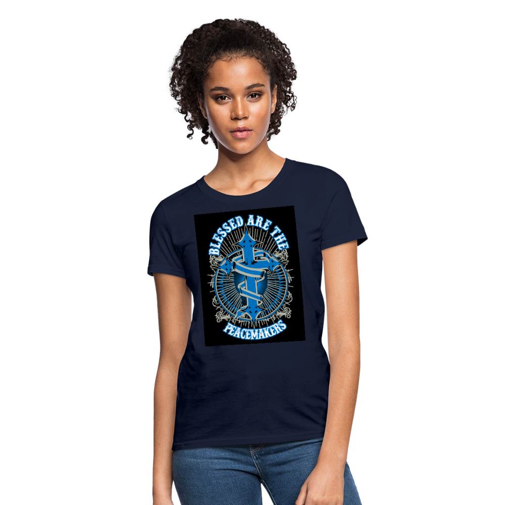 Blessed Are The Peacemakers Women's T-Shirt - navy