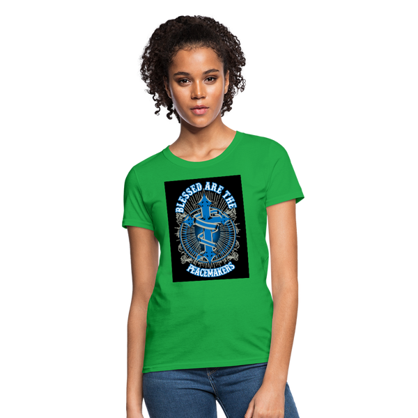 Blessed Are The Peacemakers Women's T-Shirt - bright green