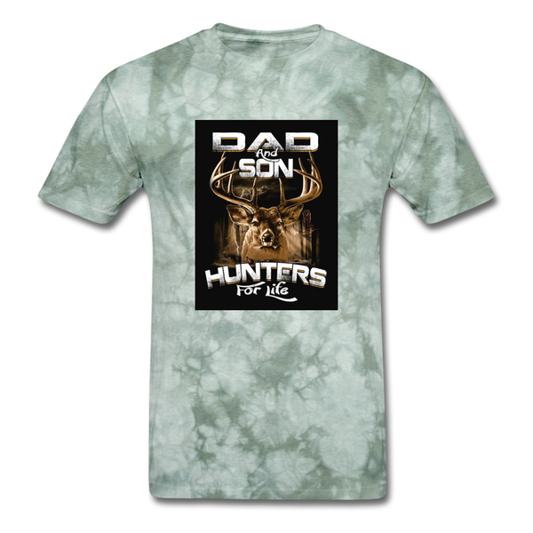 Dad & Son Hunters For Life Men's T-Shirt - military green tie dye