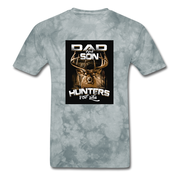 Dad & Son Hunters For Life Men's T-Shirt - grey tie dye