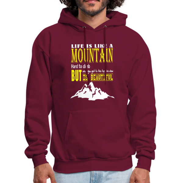 Life Is Like A Mountain Men's Hoodie - burgundy