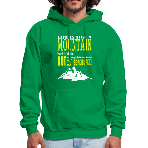 Life Is Like A Mountain Men's Hoodie - kelly green