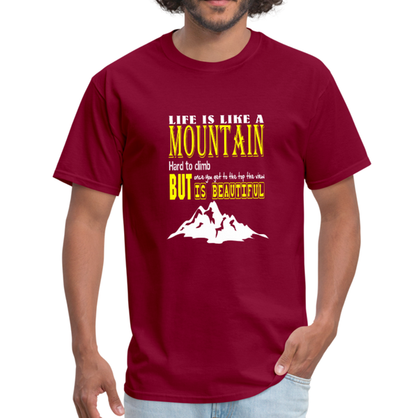 Life is Like A Mountain Men's T-Shirt - burgundy