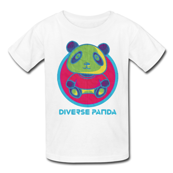 Diverse Panda Funky Mitchell Themed Kids' T-Shirt For Girls - white