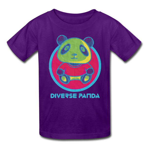 Diverse Panda Funky Mitchell Themed Kids' T-Shirt For Girls - purple