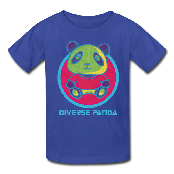 Diverse Panda Funky Mitchell Themed Kids' T-Shirt For Girls - royal blue