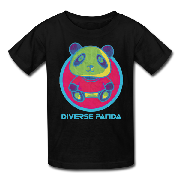 Diverse Panda Funky Mitchell Themed Kids' T-Shirt For Girls - black