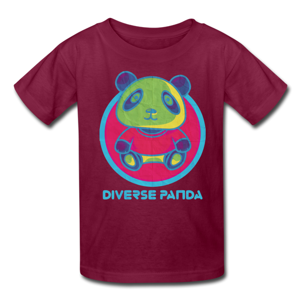 Diverse Panda Funky Mitchell Themed Kids' T-Shirt For Girls - burgundy