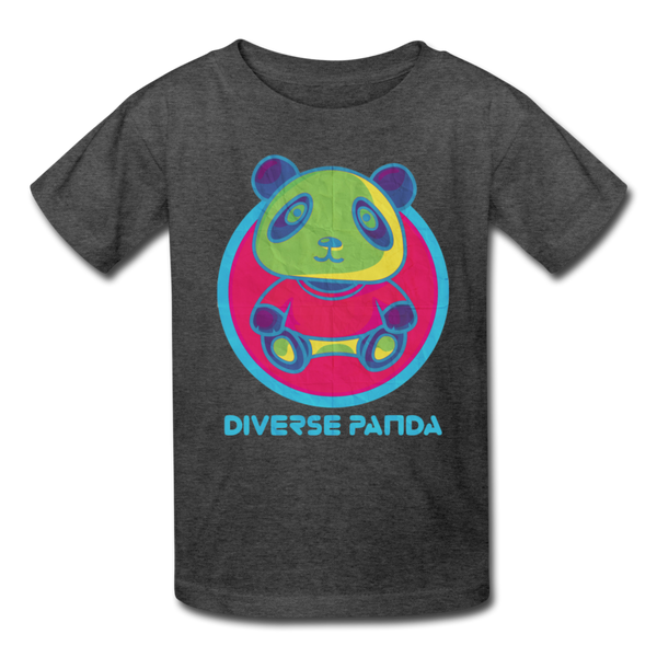 Diverse Panda Funky Mitchell Themed Kids' T-Shirt For Girls - heather black