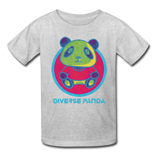 Diverse Panda Funky Mitchell Themed Kids' T-Shirt For Girls - heather gray