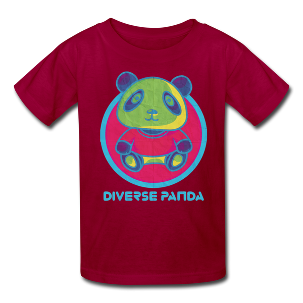 Diverse Panda Funky Mitchell Themed Kids' T-Shirt For Girls - dark red