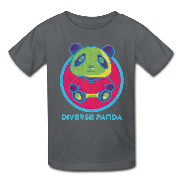 Diverse Panda Funky Mitchell Themed Kids' T-Shirt For Girls - charcoal