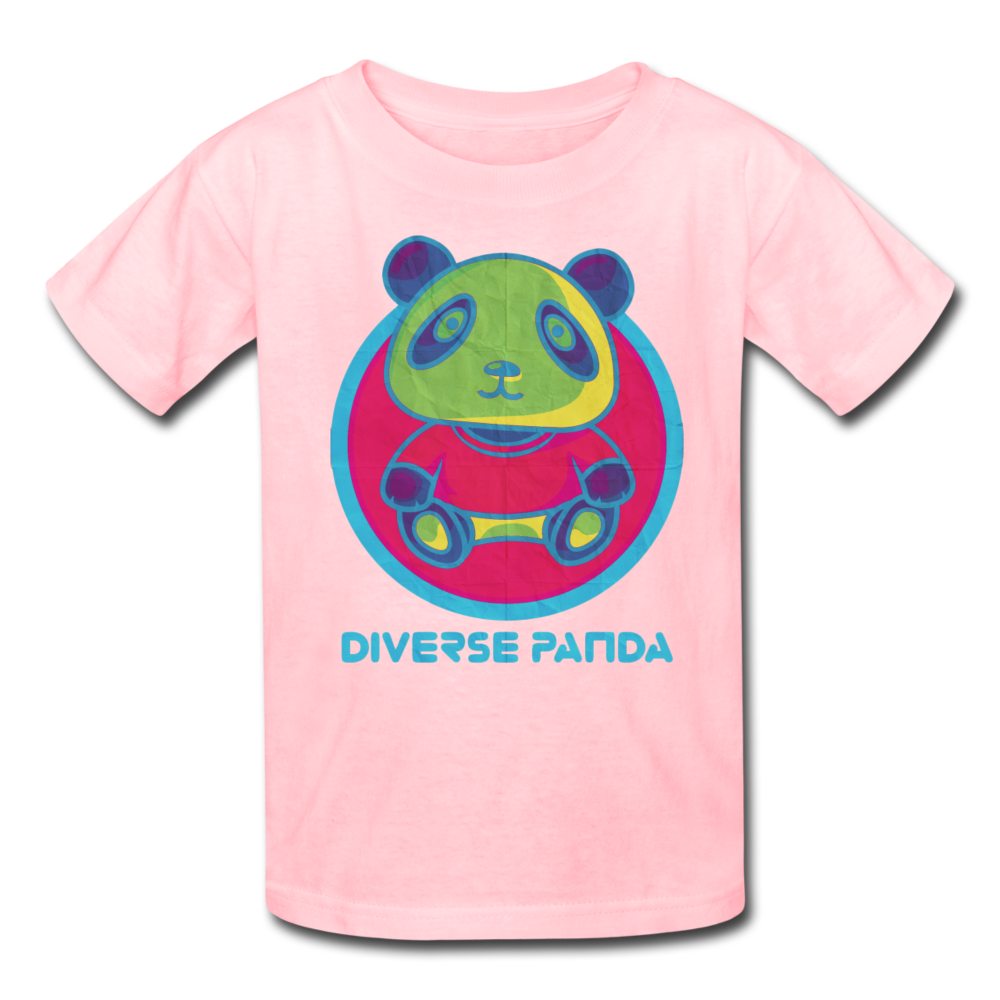 Diverse Panda Funky Mitchell Themed Kids' T-Shirt For Girls - pink