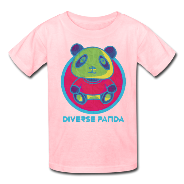 Diverse Panda Funky Mitchell Themed Kids' T-Shirt For Girls - pink