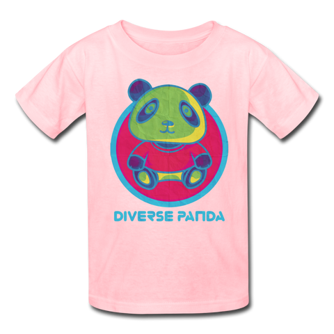 Diverse Panda Funky Mitchell Themed Kids' T-Shirt For Girls - pink