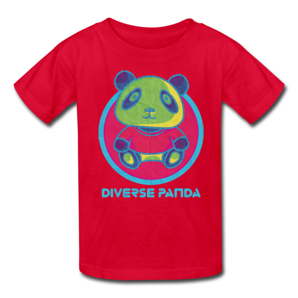 Diverse Panda Funky Mitchell Themed Kids' T-Shirt For Girls - red