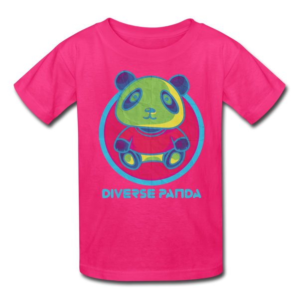 Diverse Panda Funky Mitchell Themed Kids' T-Shirt For Girls - fuchsia