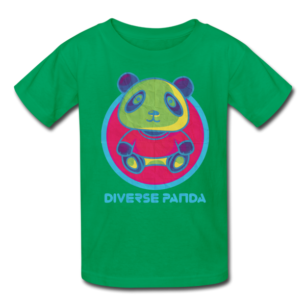 Diverse Panda Funky Mitchell Themed Kids' T-Shirt For Girls - kelly green