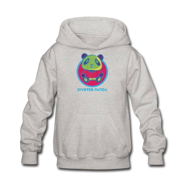 Diverse Panda Funky Mitchell Themed Kids' Hoodie For Girls - heather gray