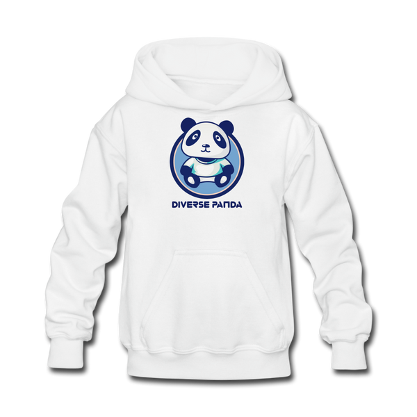 Diverse Panda Blue Lighter Themed Kids' Hoodie - white