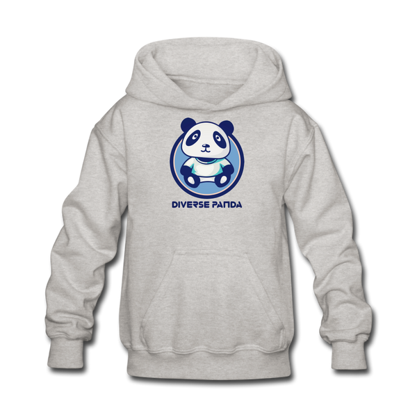 Diverse Panda Blue Lighter Themed Kids' Hoodie - heather gray