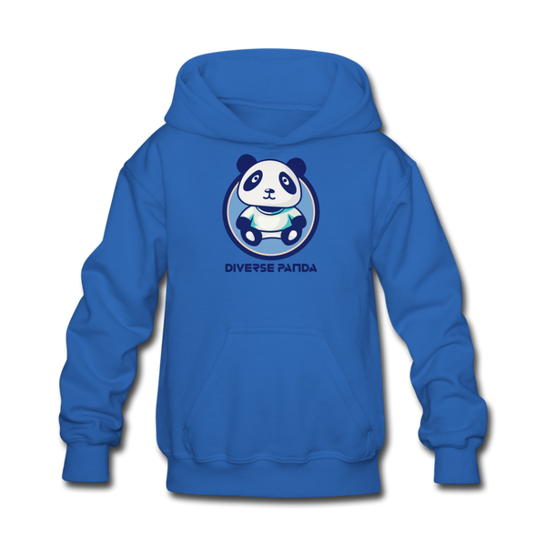 Diverse Panda Blue Lighter Themed Kids' Hoodie - royal blue