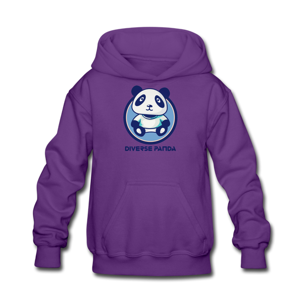 Diverse Panda Blue Lighter Themed Kids' Hoodie - purple