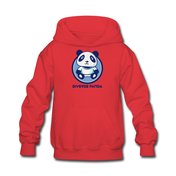 Diverse Panda Blue Lighter Themed Kids' Hoodie - red