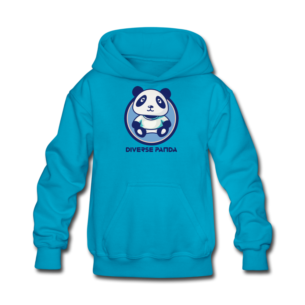 Diverse Panda Blue Lighter Themed Kids' Hoodie - turquoise