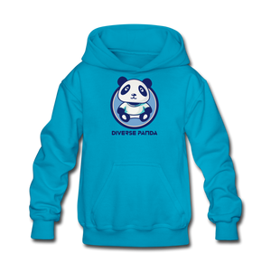 Diverse Panda Blue Lighter Themed Kids' Hoodie - turquoise