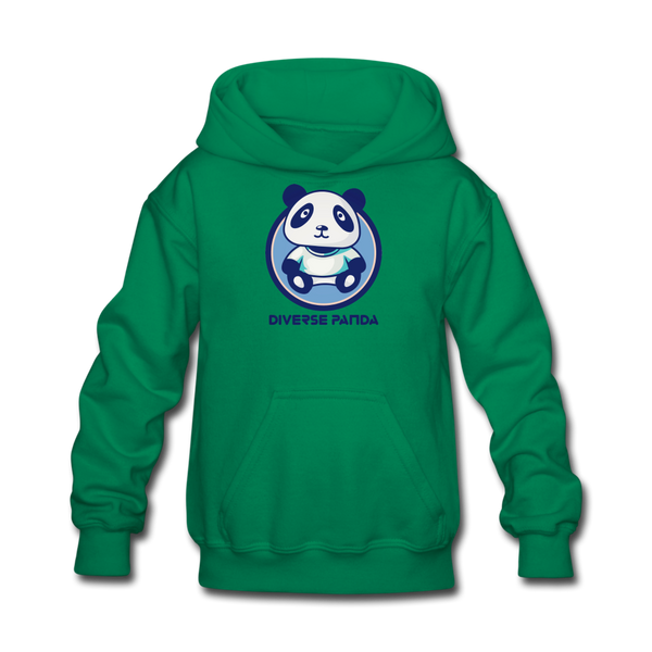 Diverse Panda Blue Lighter Themed Kids' Hoodie - kelly green