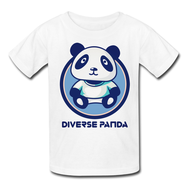 Diverse Panda Blue Lighter Themed Kids' T-Shirt - white