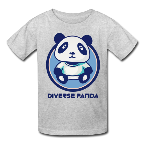 Diverse Panda Blue Lighter Themed Kids' T-Shirt - heather gray