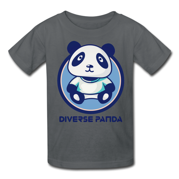 Diverse Panda Blue Lighter Themed Kids' T-Shirt - charcoal