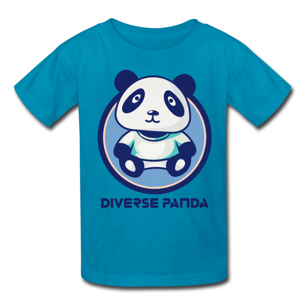 Diverse Panda Blue Lighter Themed Kids' T-Shirt - turquoise