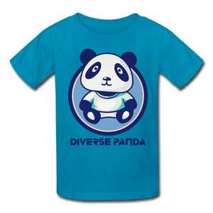 Diverse Panda Blue Lighter Themed Kids' T-Shirt - turquoise