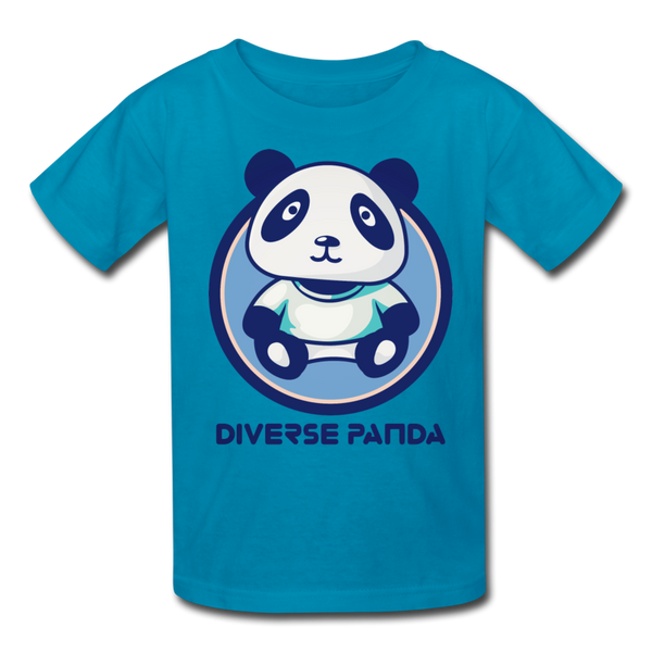 Diverse Panda Blue Lighter Themed Kids' T-Shirt - turquoise