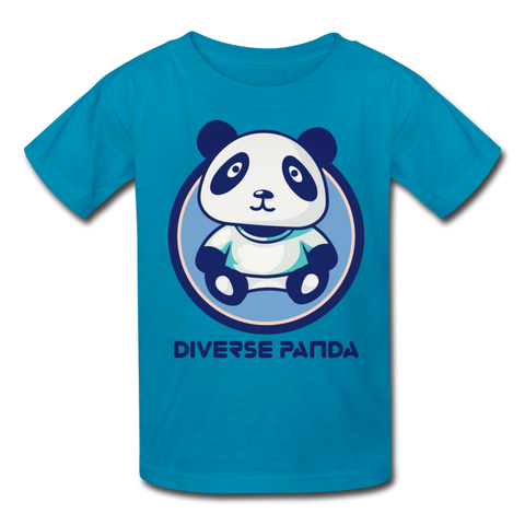 Diverse Panda Blue Lighter Themed Kids' T-Shirt - turquoise