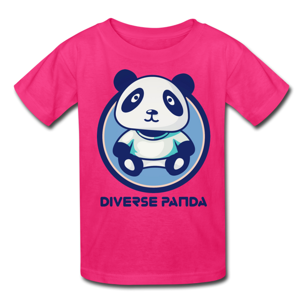 Diverse Panda Blue Lighter Themed Kids' T-Shirt - fuchsia