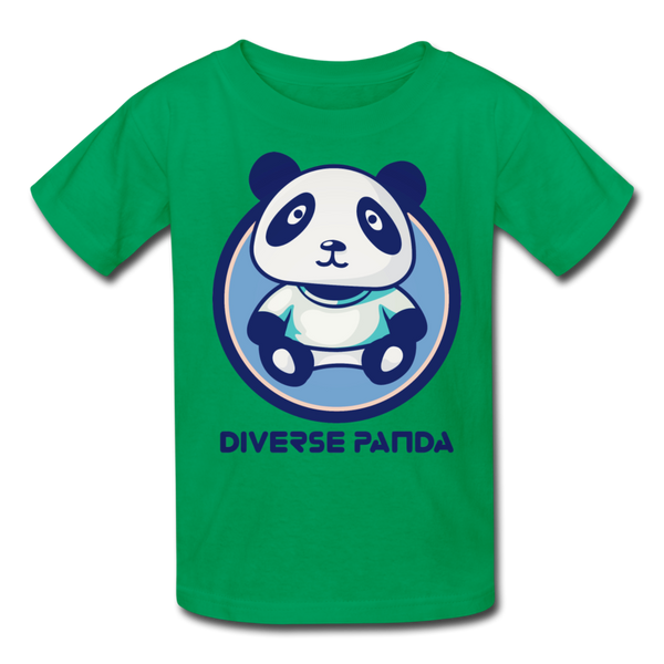 Diverse Panda Blue Lighter Themed Kids' T-Shirt - kelly green